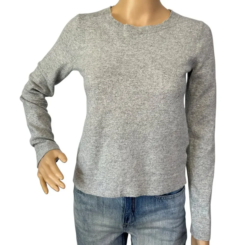 J. Crew Cotton Wool Blend Teddie Sweater Heather Dove Gray F5199 Size S